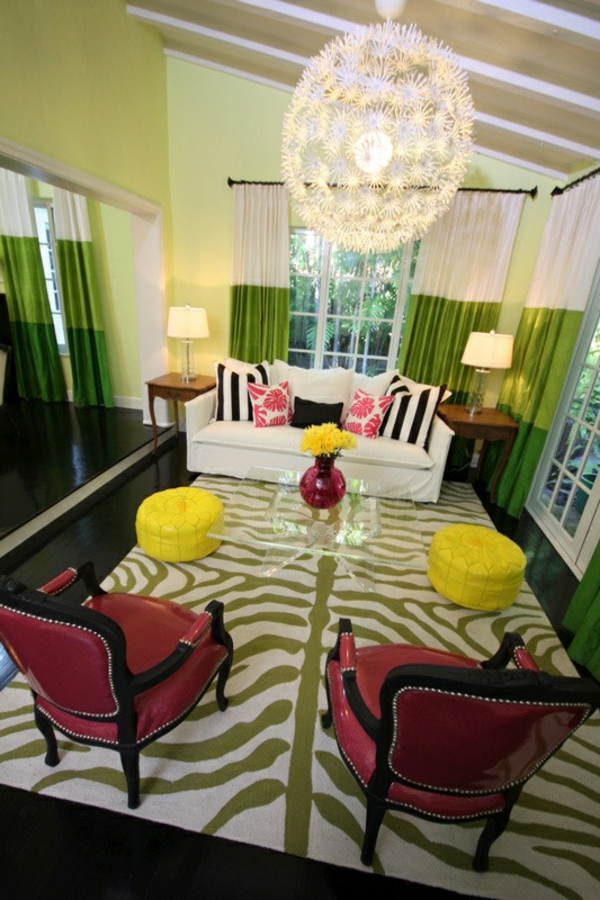 Combinaciones cortinas verde blanco pared colores lámpara de alfombra