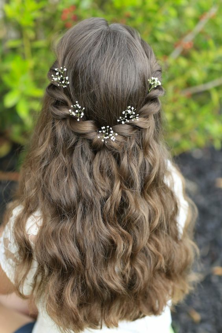 Κομμωτήρια κόμμωση hairstyles hairstyles μισο-ανοιχτό λουλούδια μαλλιών