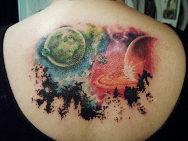 Cosmos tattoo-afbeeldingen Origineel & amp; Motieven op de achterkant