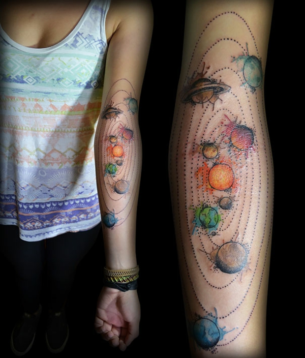 Kosmos Tattoo ideer Original & amp; Motiverer solsystemet