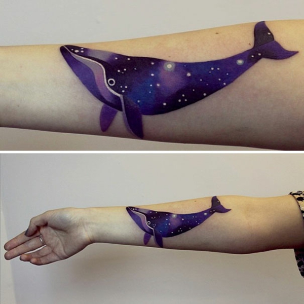 Cosmos Tetování mořského oceánu Original & amp; Motivová velryba