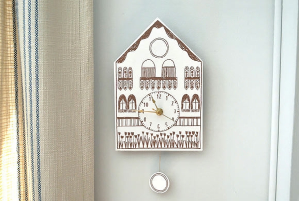 Cuckoo Clock piirustus rakentaa moderni kello paperi