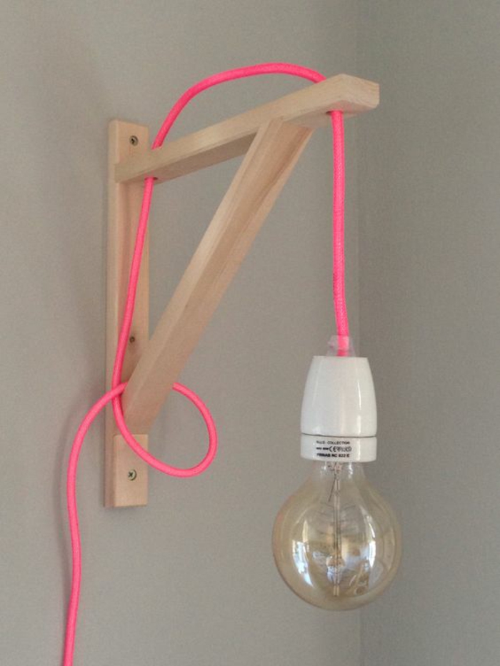 Φωτιστικά DIY DIY Λάμπες Τοίχου Λυχνία Ξύλινη Βάση Καλώδιο Λάμπα Ροζ