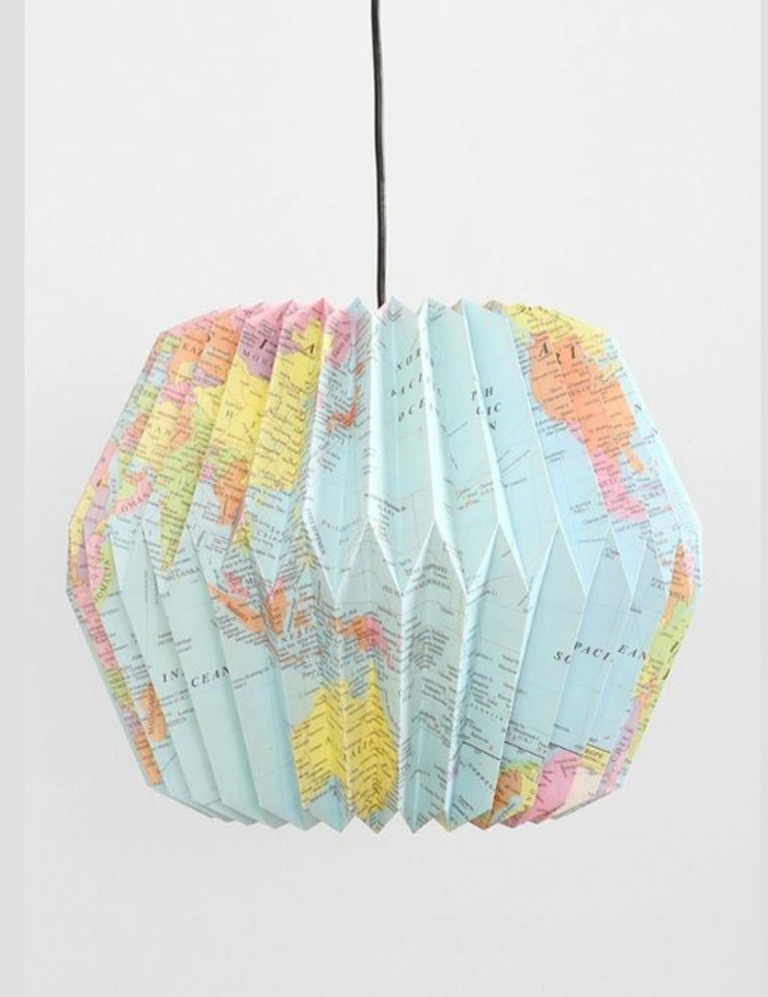 Οι λάμπες κάνουν τους λάμπες DIY από τον παγκόσμιο χάρτη λαμπτήρων χαρτιού origami
