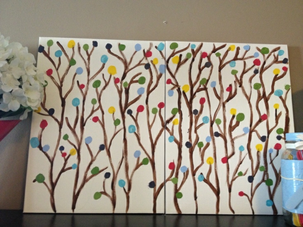 Maak zelf canvaskunst diy bomen