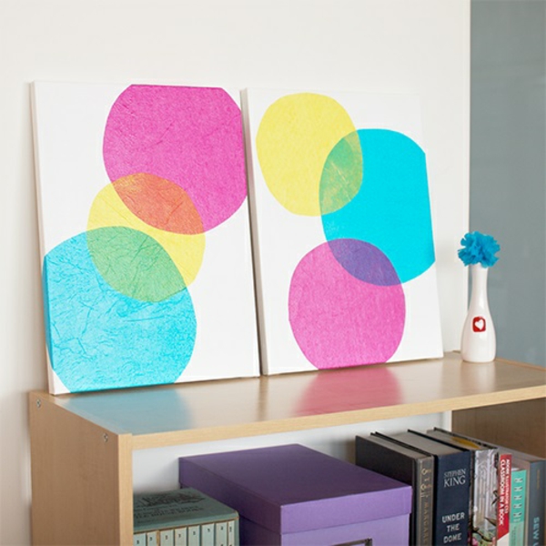 Maak zelf canvasafdrukken diy cirkels kleurrijk