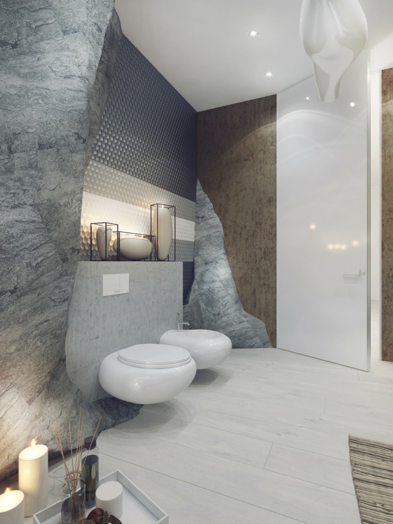 Πολυτελές μπάνιο διακόσμηση μπάνιο σπηλιά ουδέτερα χρώματα