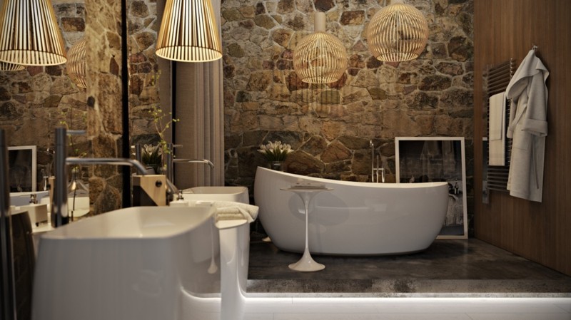 Πολυτελές μπάνιο ρουστίκ πολυτελή μπάνια τοποθέτηση Σύγχρονη μπάνιο