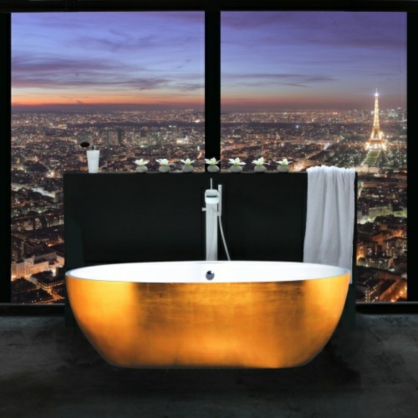 Luxury bathroom design ideas golden tub decoration