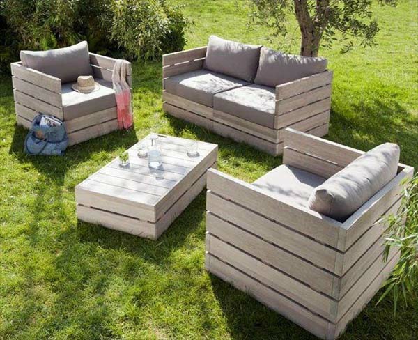 Superficie de la hierba de los muebles Euro paletas de la textura del jardín de madera