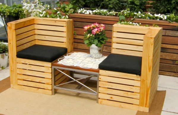 Palettes de meubles de jardin europalets dossier assis