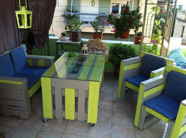 Furniture laus pallets garden furniture europallets green table chairs