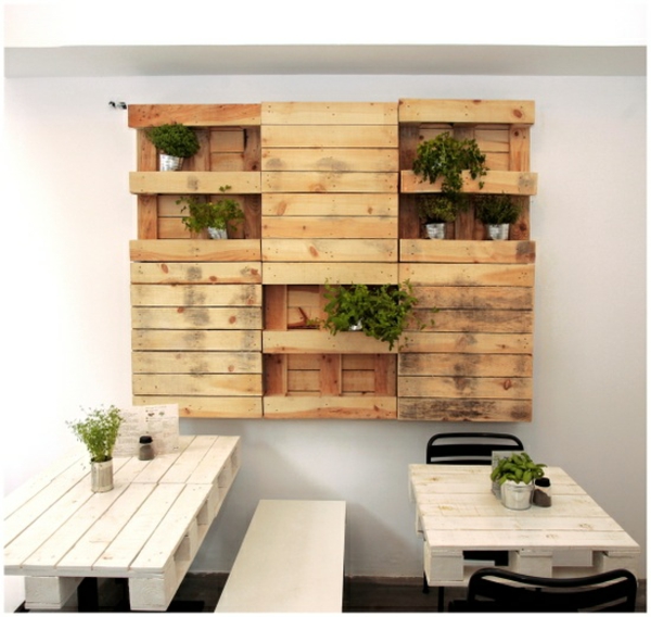 Монтиране на стени за мебели Палети, градински мебели, европалети, стенни растения