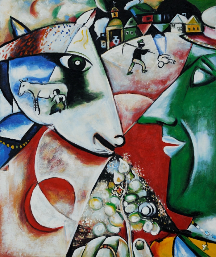 Marc Chagall werkt het dorp