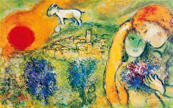 Marc Chagall arbeider de elskende