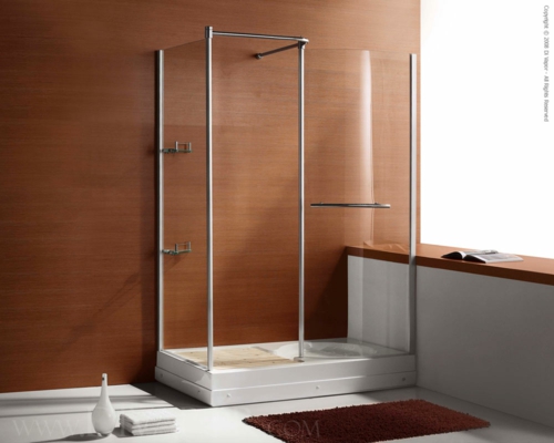 Šiuolaikinės stiklinės dušo kabinos minimalistinis rudas