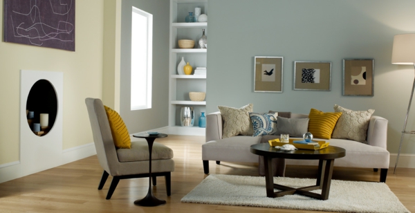 Moderni värit olohuoneeseen 2015 keltainen