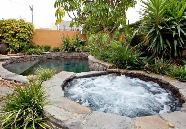 τζακούζι ιδέες κήπου τοπίο τάσεις προσκαλώντας το νερό
