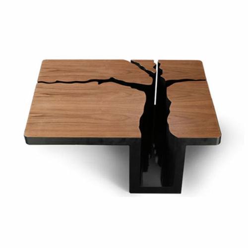 Sofabord design firkantet bordplade massivt træ
