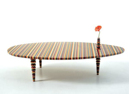 Modern attractive coffee tables for the living room stripes colorful
