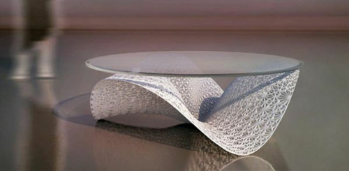 שולחן יוצא דופן עיצוב זכוכית אובלית העליון