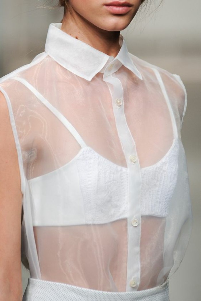 Muotitrendit läpinäkyvät mekot Paitapuserot ilman hihoja