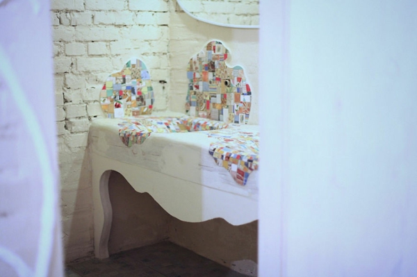 Mosaique évier en bois cuisine salle de bain
