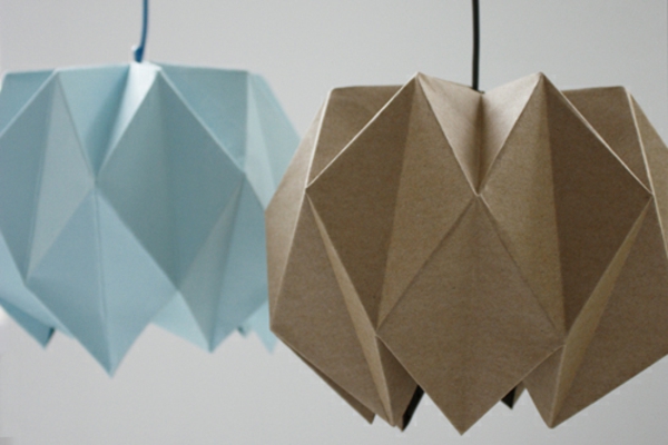Instructions d'abat-jour brun origami bleu