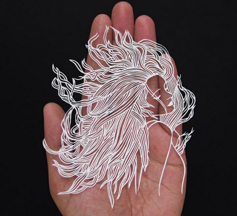 Парт Kothekar изкуство, изработено от хартиена дървесина на женска коса