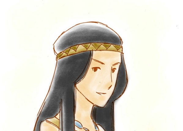 Pocahontas kostume tegning stof hår band