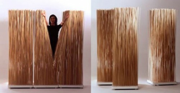 Rozdělovač místností Nápady dřevěné tyče design místnost dělič praktické