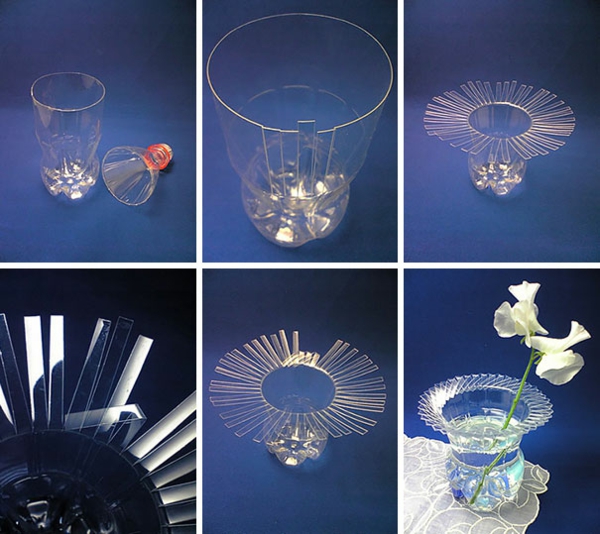 Recyclage fleur vase en plastique bouteilles déco idées bricolage
