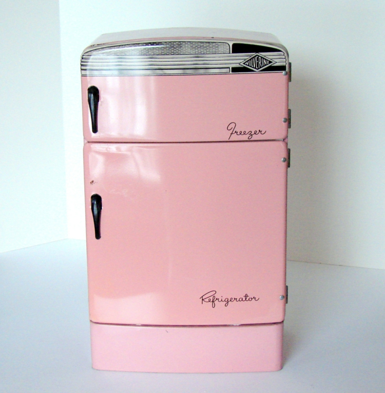 Retro køleskabe rosa små køkken design ideer