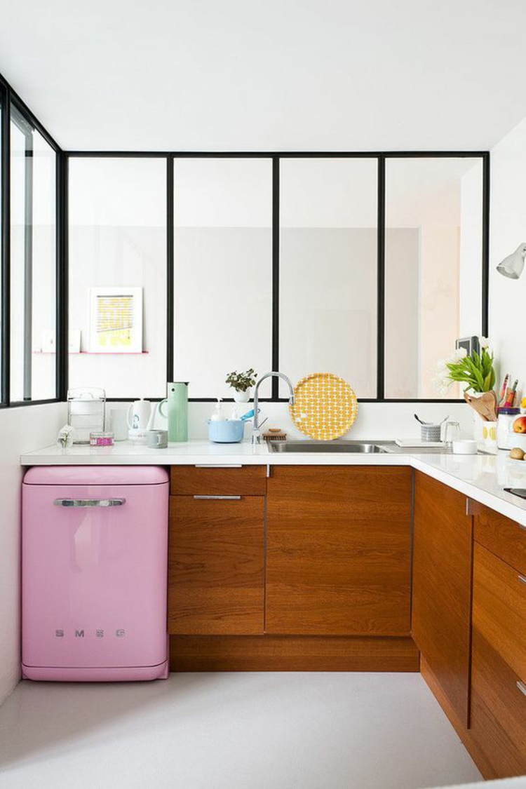 Ρετρό ψυγεία παγωμένο ρετρό ψυγείο ροζ μικρά ντουλάπια κουζίνας