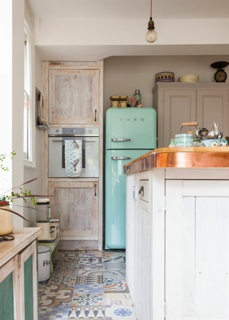 Retro chladnička smeg mátové zelené návrhy kuchyňské kuchyně