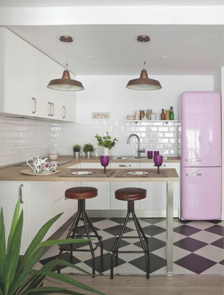 Retro frigider smeg roz idei de bucatarie de design