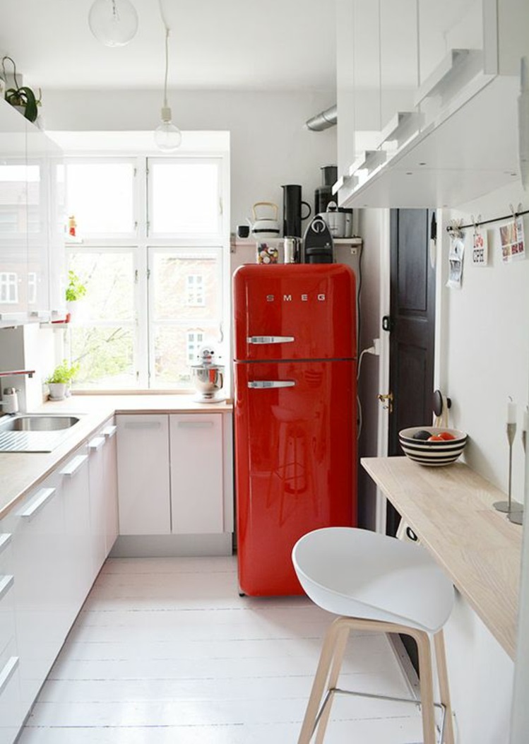 Retro chladnička smeg červené kuchyňské nápady