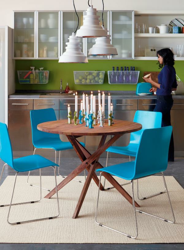 Runde blå stole Spiseborde forlængeligt design