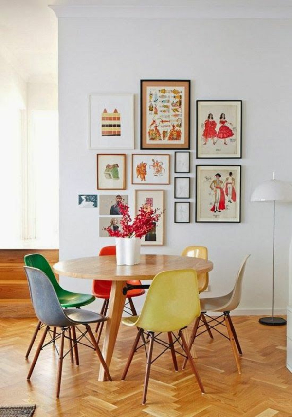 Mesas de comedor redondas colección cuadros pared