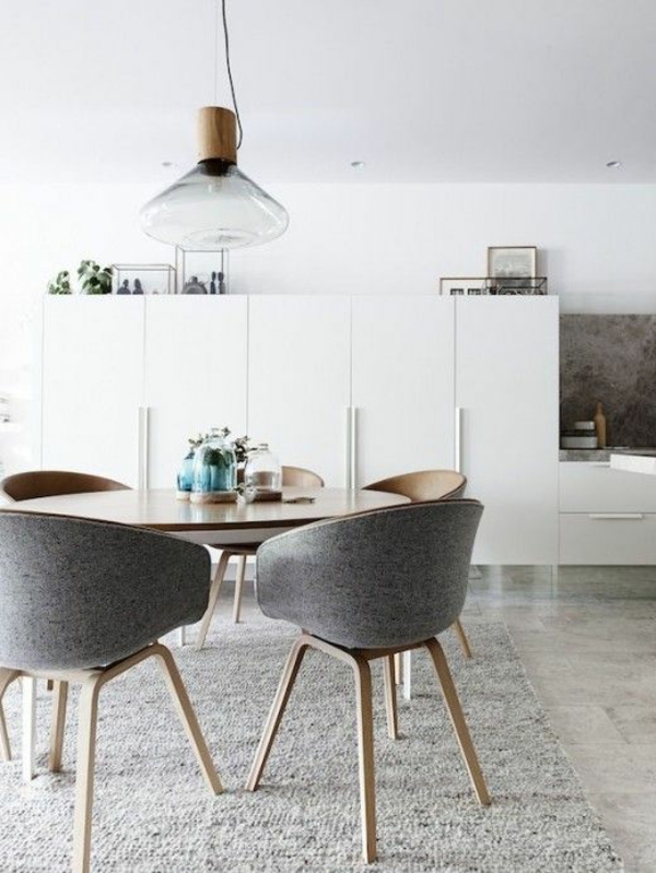 Rundt hvidt køkkenskab Spisebord gråmøbler enkelt