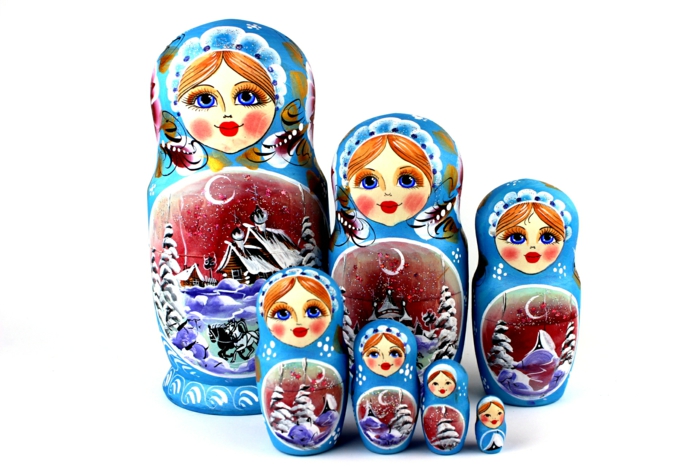 Rusų lėlės Rusijos matryoshka šeimos moterys rusų folklore
