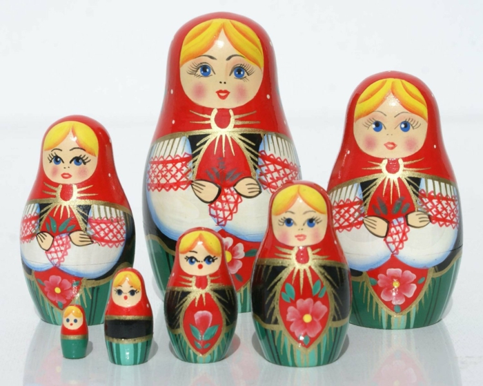 Rusų lėlės Rusijos matryoshka šeimos moterys