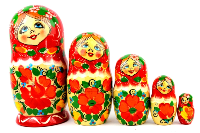 Rusų lėlės Rusijos matryoskų šeima