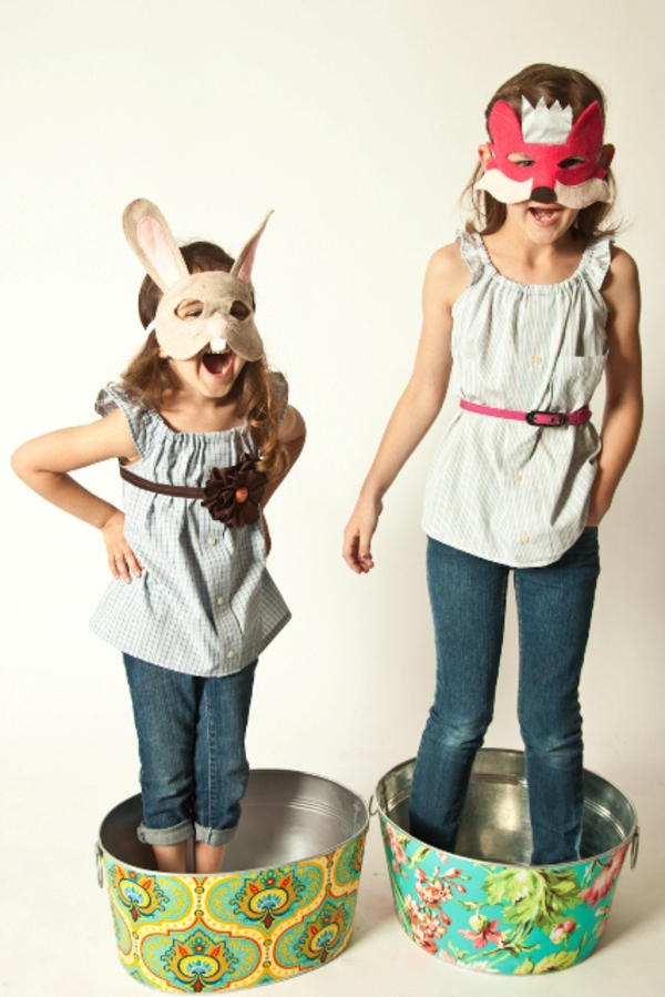 Beautiful animal mask with-children-tinker-happy