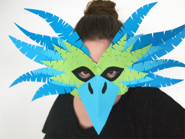 Beautiful animal mask with-children-tinker-green-blue
