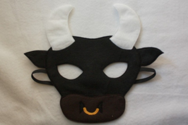 Beautiful animal masks with children tinker bull