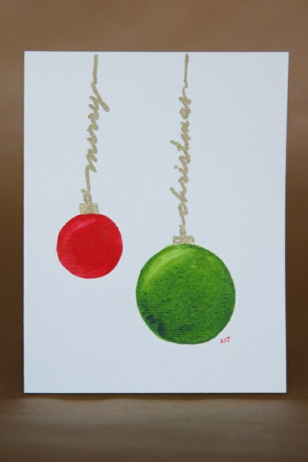 自己制作圣诞贺卡绿色的红球