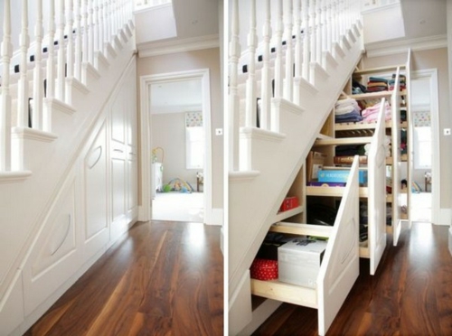 Красиви практични идеи за съхранение под стълбите под стълбището