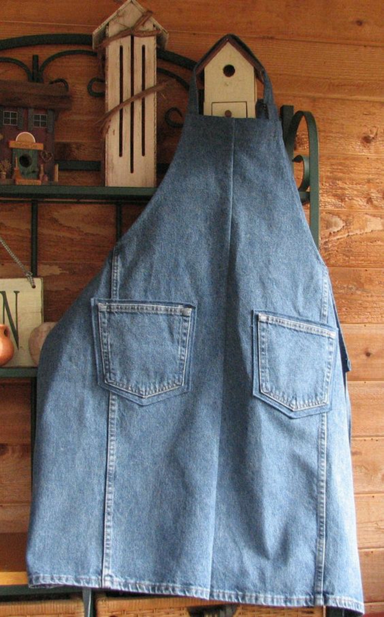 Apron sewing instruction jeans fabric simple DIY ideas