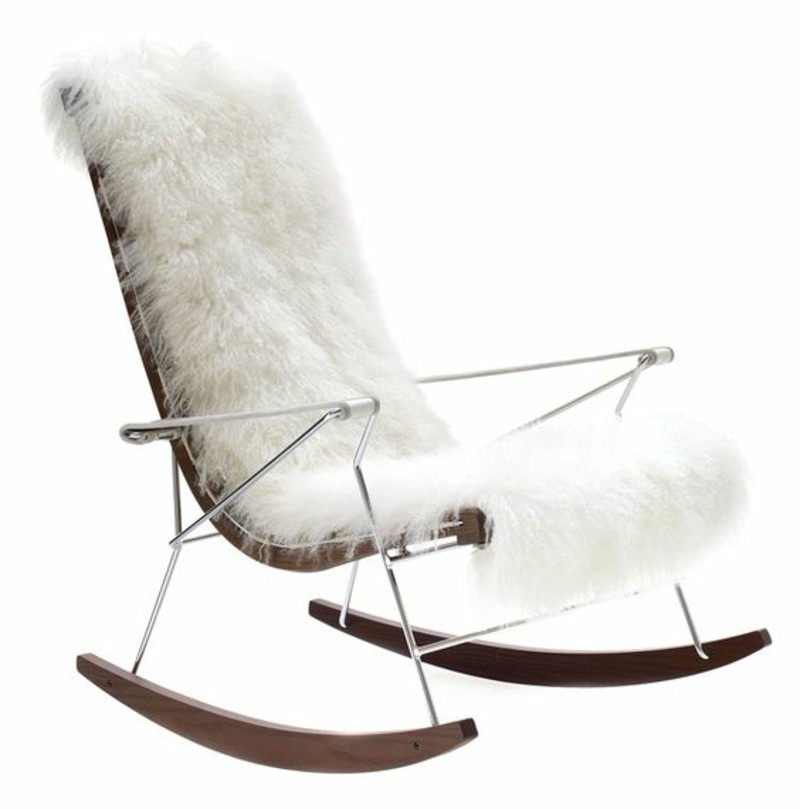 Разтегателен стол с кожено одеало класически дизайн люлеещи се столове
